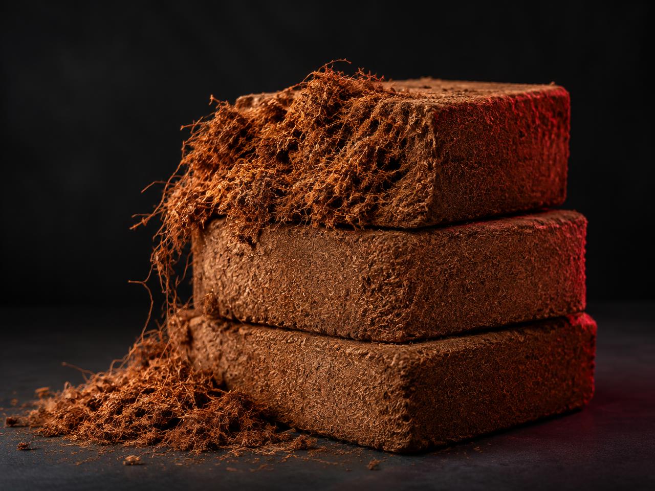 Compressed coco coir growing blocks with loose coco fiber