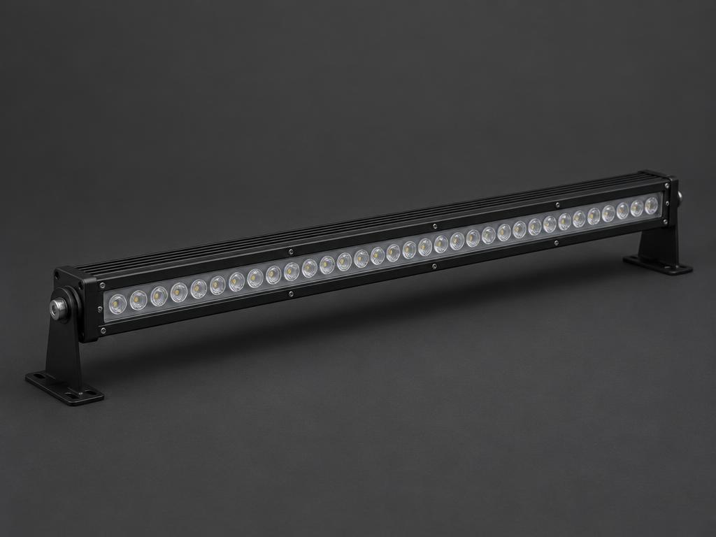 Commercial LED bar-style horticultural light fixture on a dark studio background